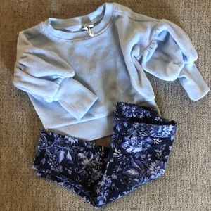 Janie & Jack velour fleece crop sweatshirt and matching leggings